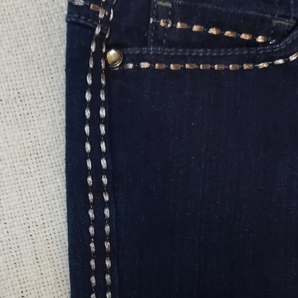 Bootcut Dark Wash Embroidered Jeweled Low Rise Womens Seven7 Jeans Size 27 - Picture 10 of 12